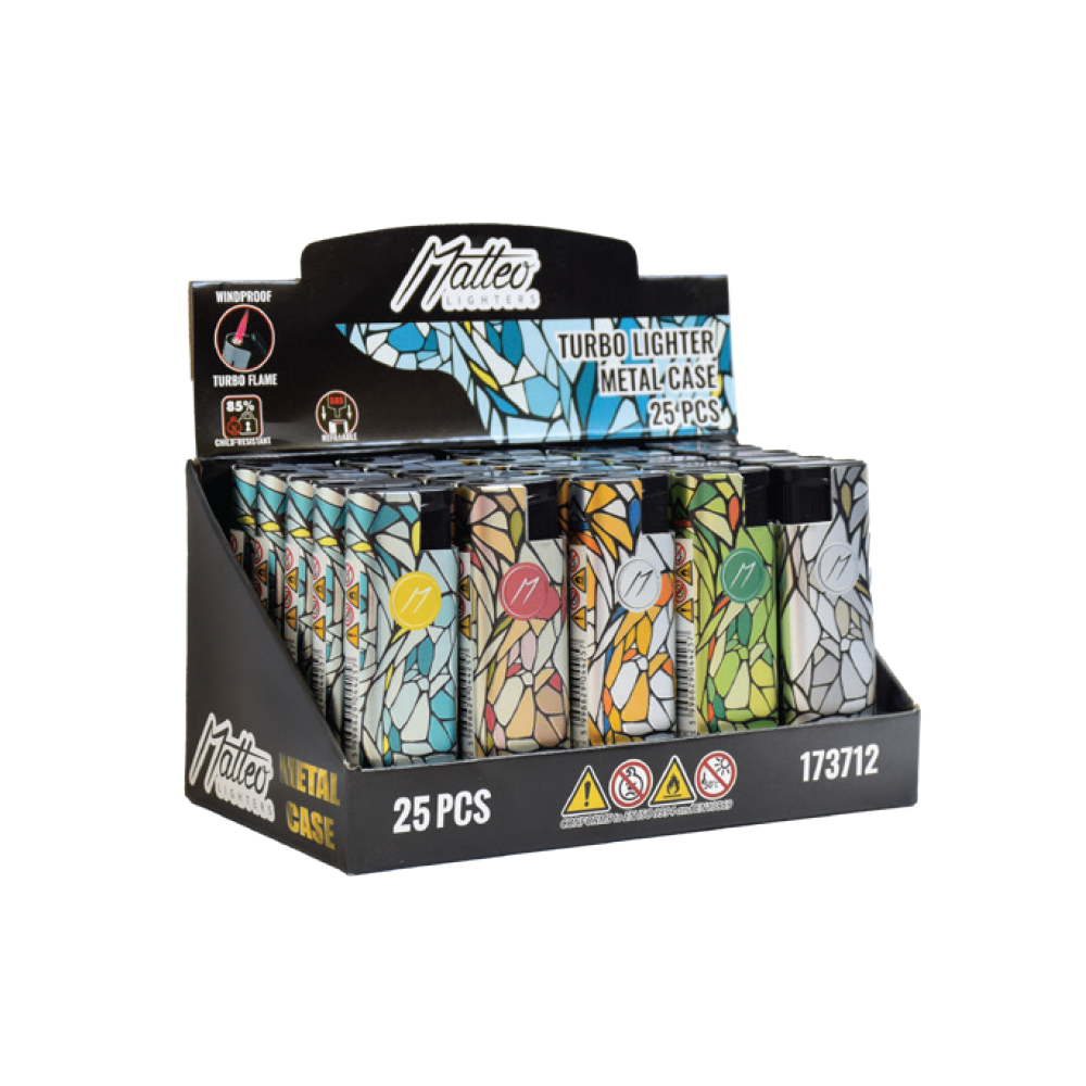 Matteo Metal Turbo Lighter Mozaic Windproof | 1 Lighter; supplier range shown, quantity supplied stated in description
