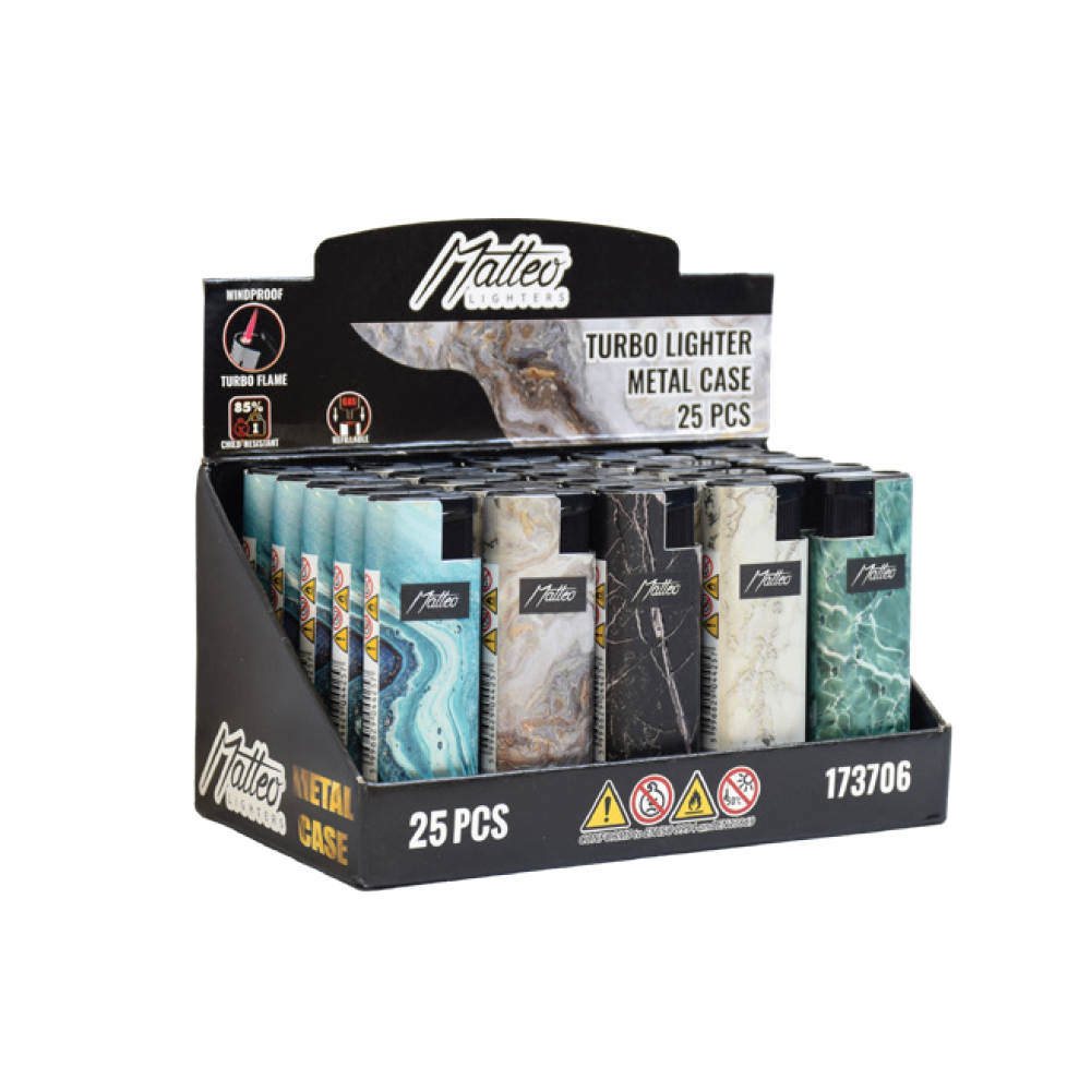 Matteo Metal Turbo Lighter Marble Windproof | 1 Lighter; supplier range shown, quantity supplied stated in description