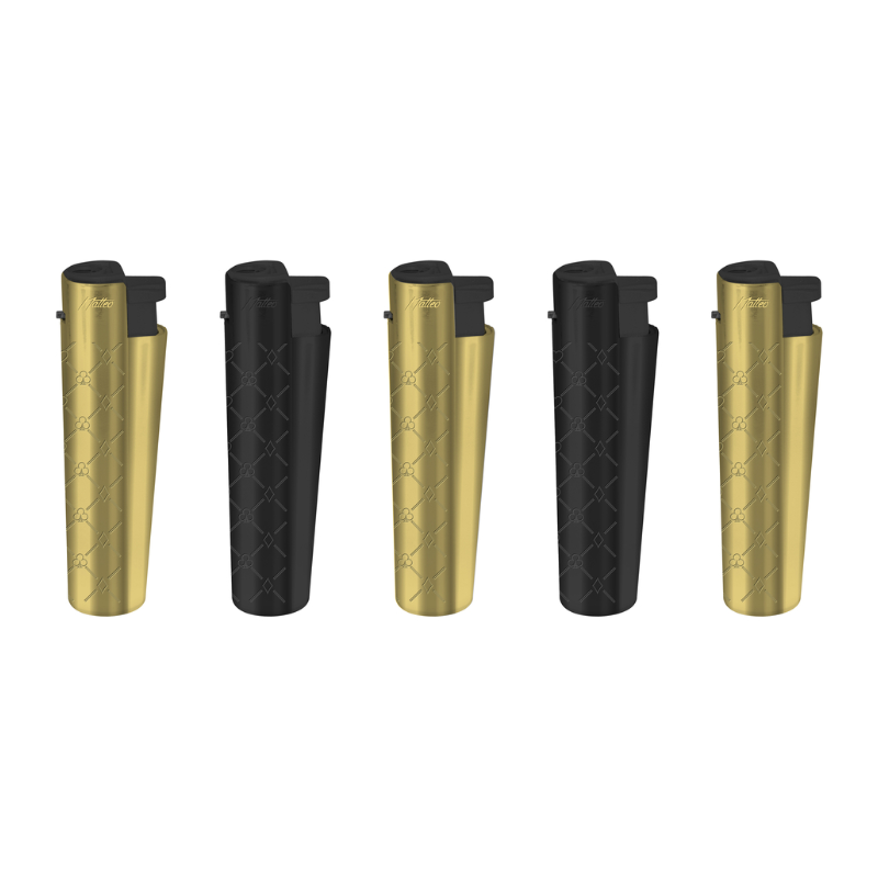 Matteo Tower Xl Jet Lighter — Gold Black Poker — range shown; one assorted lighter supplied