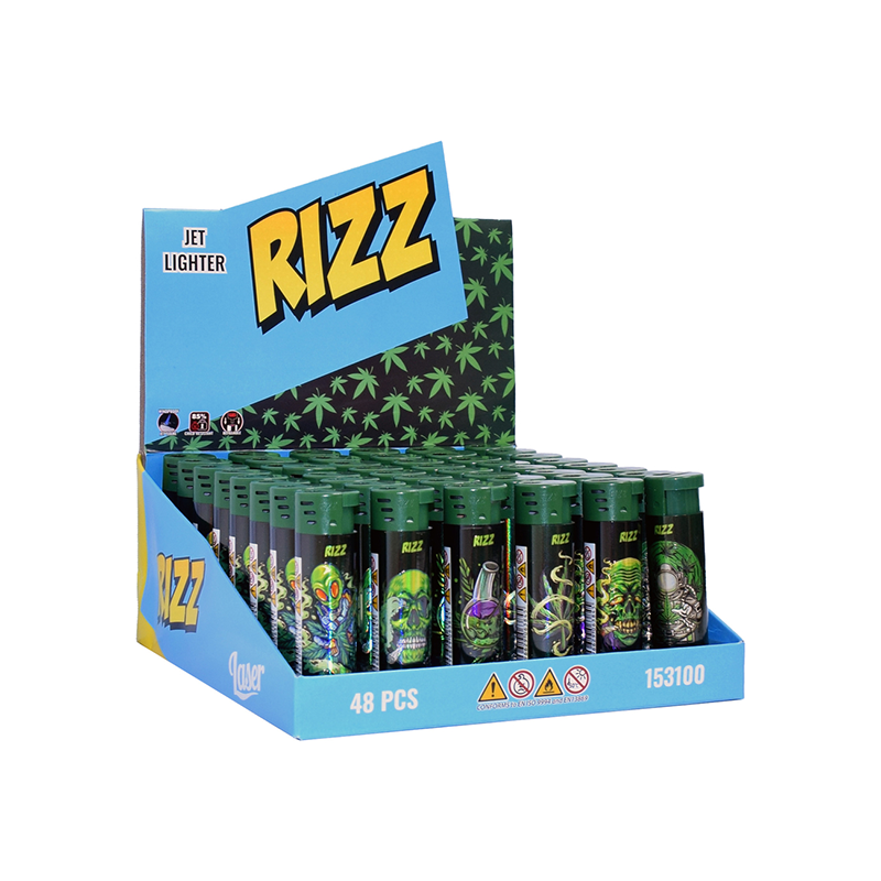 Jet Windproof Lighter 153100 RIZZ Round Design Label Weed | 1 Lighter; supplier range shown, quantity supplied stated in description