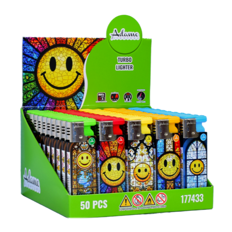 Turbo Windproof Lighter 177433 Adamo Design Label - Smiley | 1 Lighter; supplier range shown, quantity supplied stated in description
