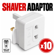 2-Pin to 3-Pin UK Shaver & Toothbrush Adapter | 10 Pack