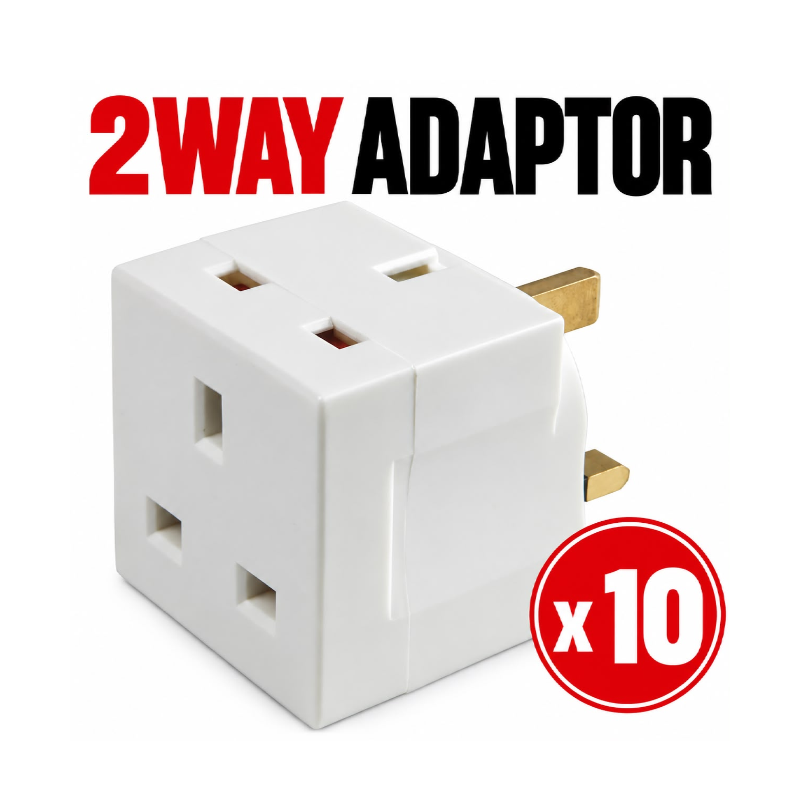 2 way multi plug power adaptor 10 pack