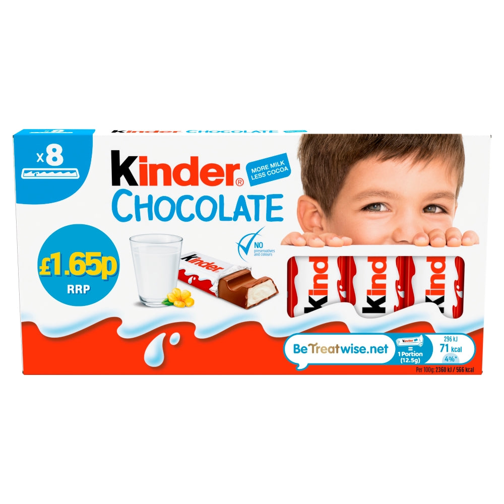 Kinder Chocolate 8 × 12.5g — £1.65 Price-Marked Multipack