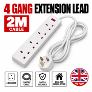 4-Gang Extension Lead 2m UK 3-Pin Plug