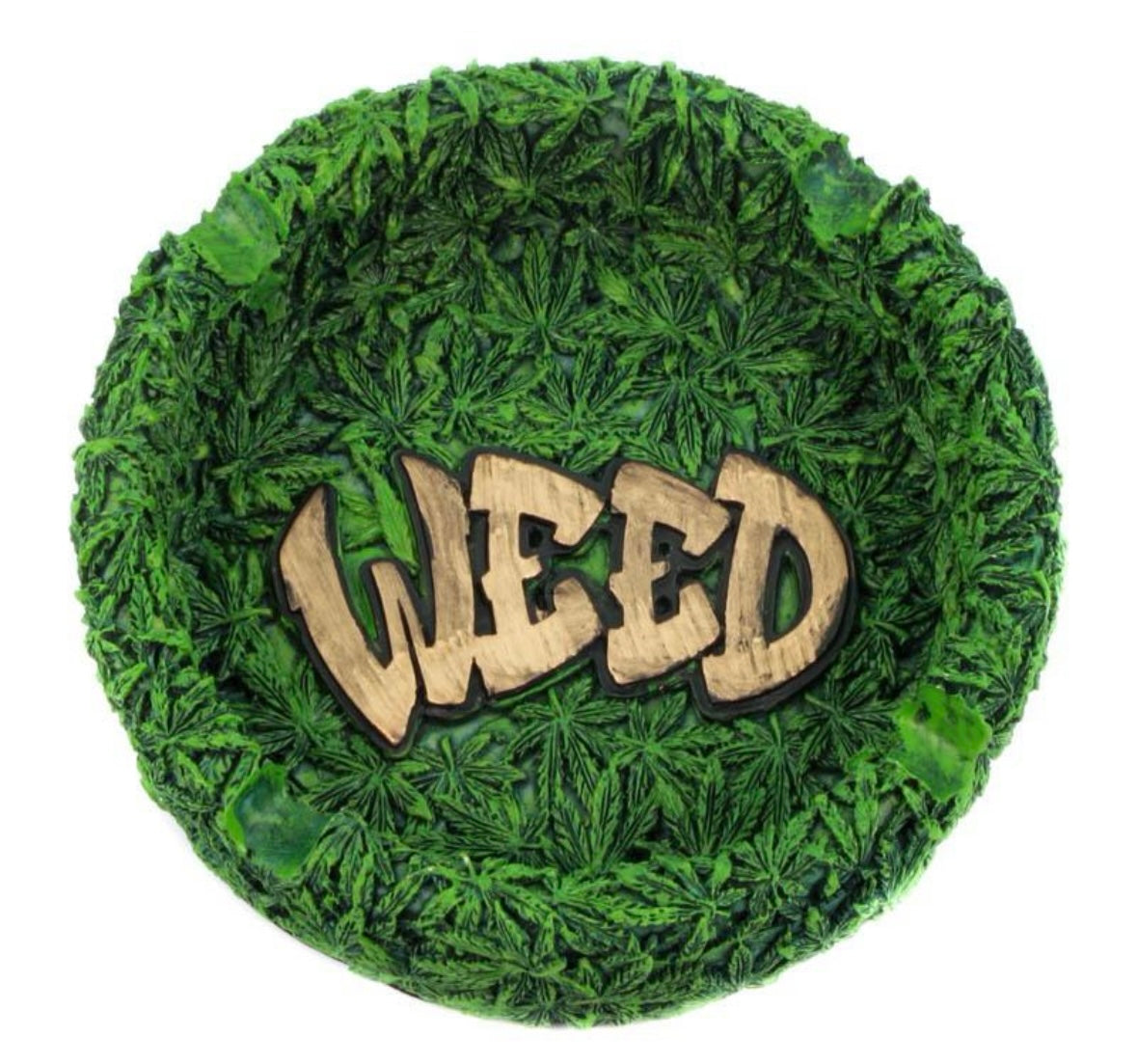 Amsterdam Green Round Resin Ashtray — WEED Lettering
