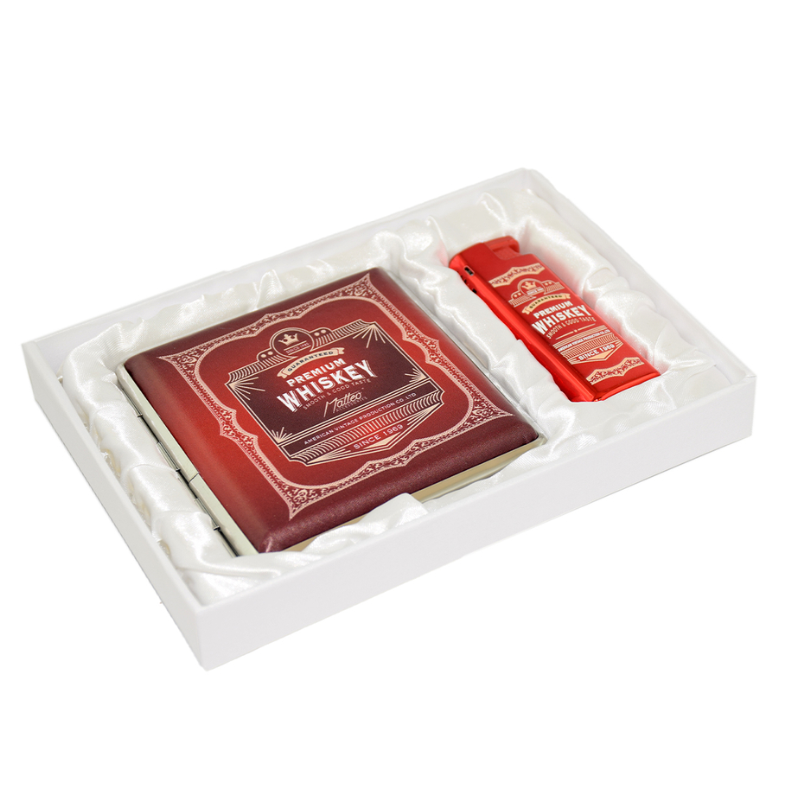 Gift Set 90358 Matteo Metal Case + Turbo Lighter Whiskey Red | 1 Gift Set; supplier range shown, quantity supplied stated in description