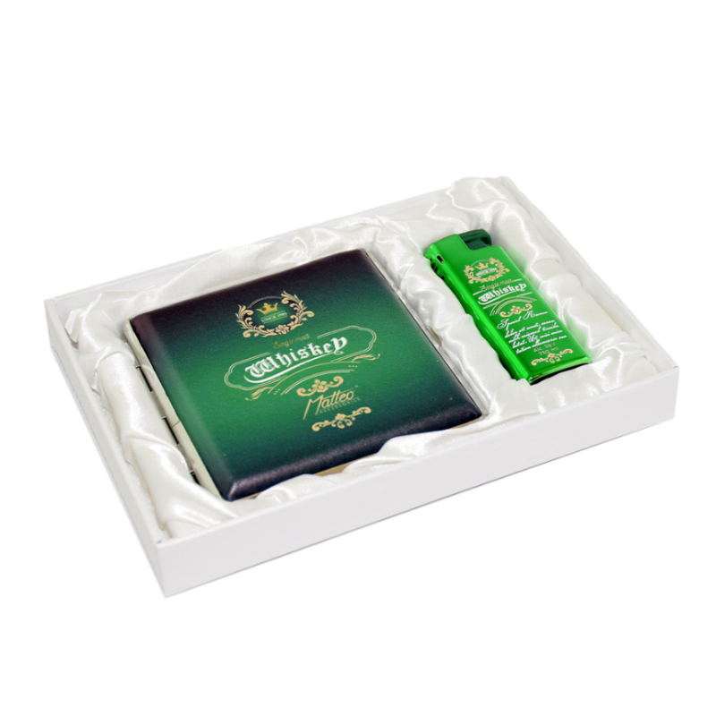 Gift Set 90360 Matteo Metal Case + Turbo Lighter Whiskey green | 1 Gift Set; supplier range shown, quantity supplied stated in description