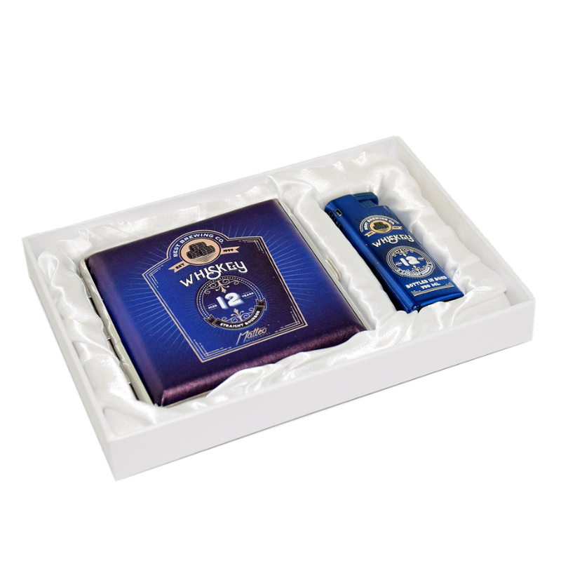 Gift Set 90361 Matteo Metal Case + Turbo Lighter Whiskey blue | 1 Gift Set; supplier range shown, quantity supplied stated in description
