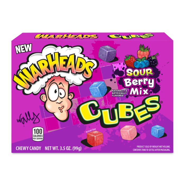 Warheads Sour Berry Mix Cubes 99g sealed retail pack
