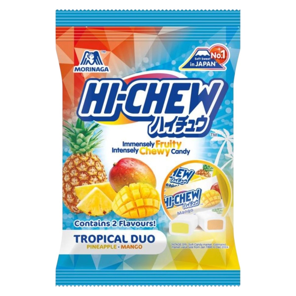 HI-CHEW Tropical Duo Pineapple & Mango 80g sealed retail pack