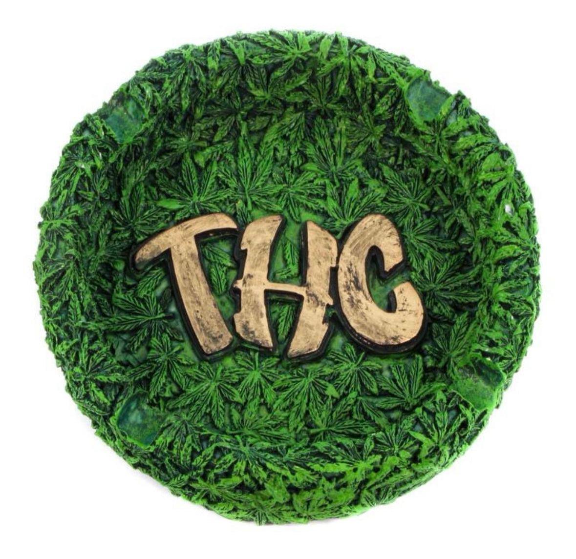Amsterdam Green Round Resin Ashtray — THC Lettering