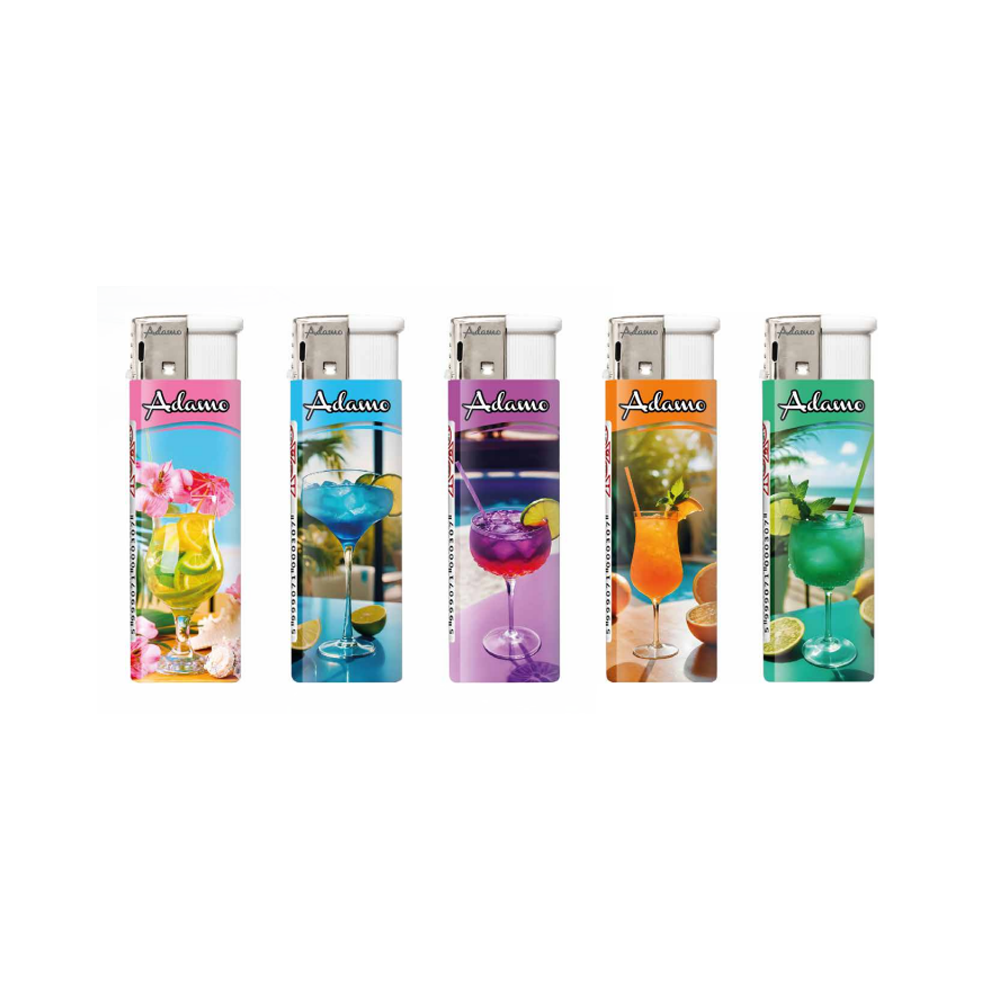 Adamo Electronic Refillable Lighter — Summer Cocktail — range shown; one assorted lighter supplied