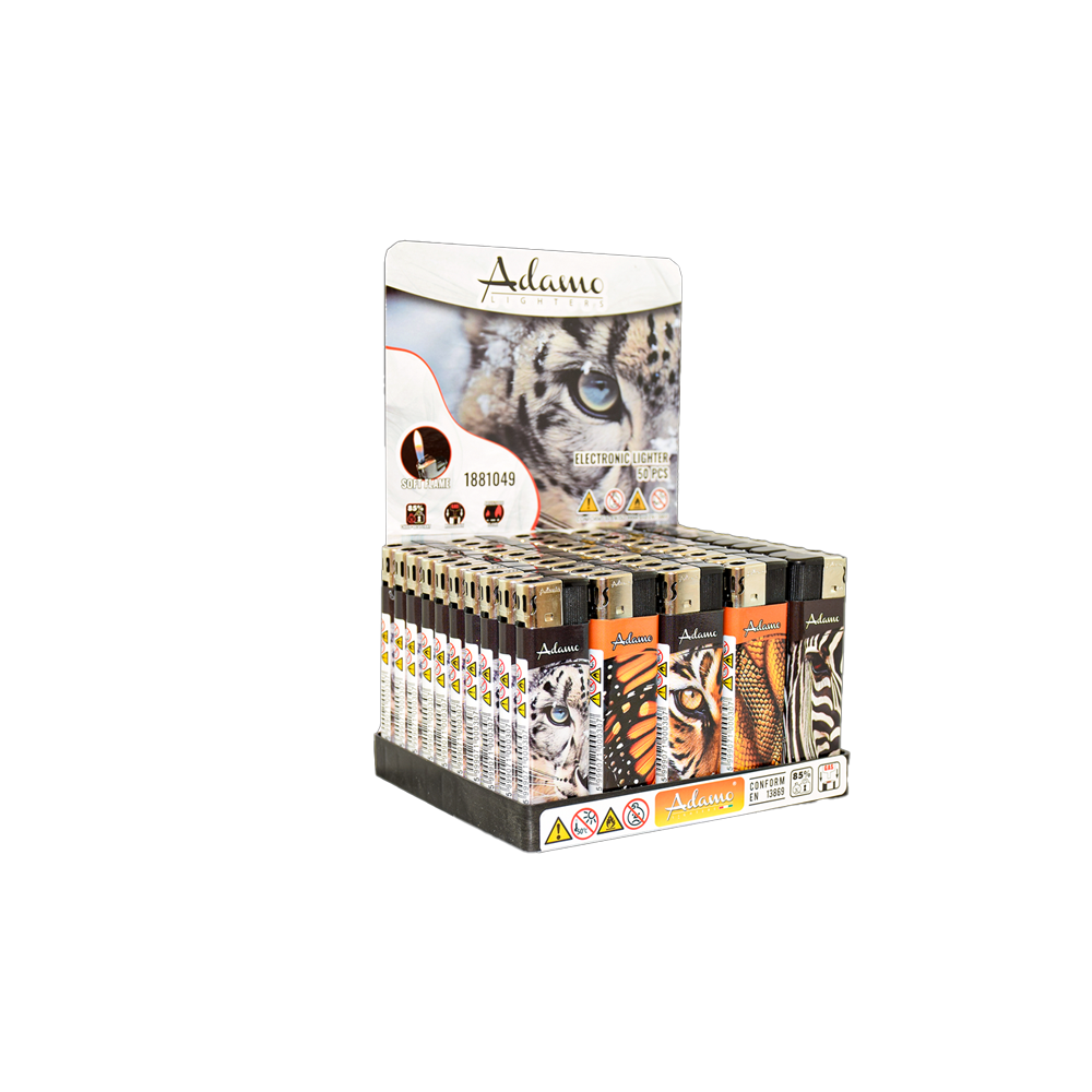 Adamo Electronic Refillable Lighter — Animal Macro — range shown; one assorted lighter supplied
