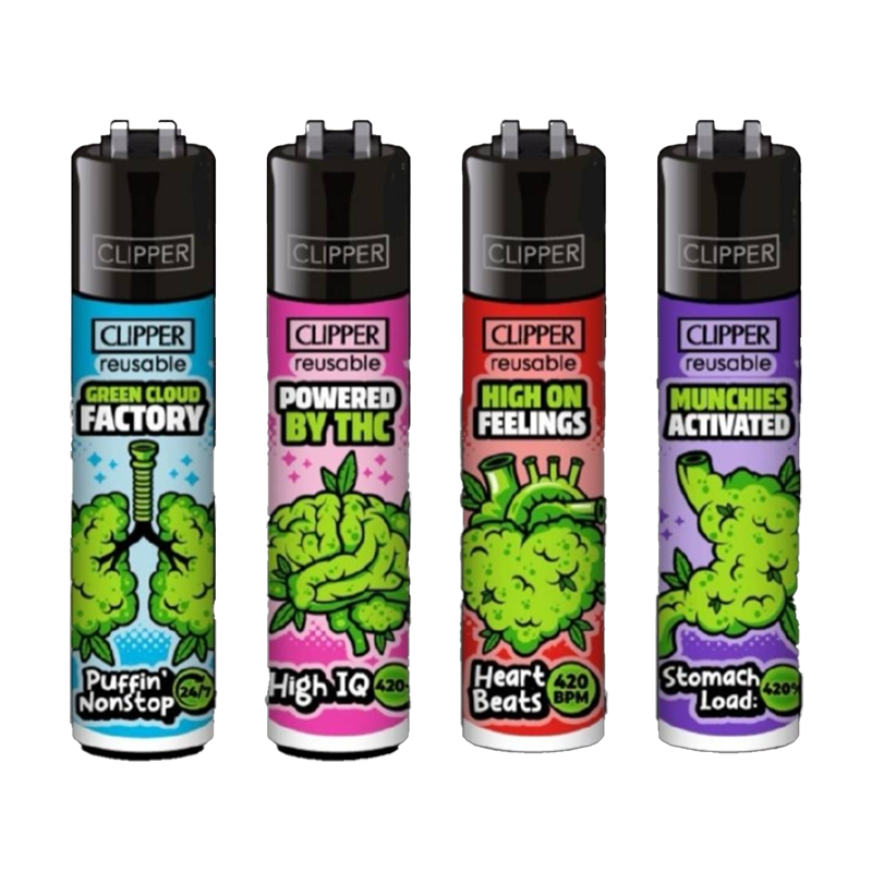 Clipper 420 Anatomy Refillable Lighter — range shown; one assorted lighter supplied