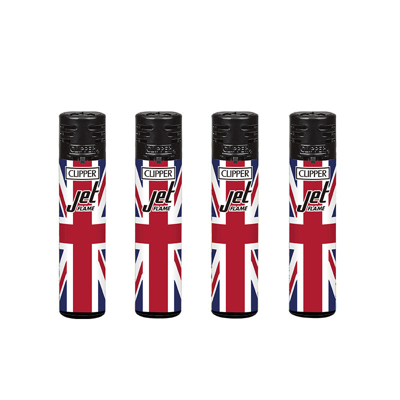 Clipper UK Flag 5 Jet Refillable Lighter — range shown; one assorted lighter supplied