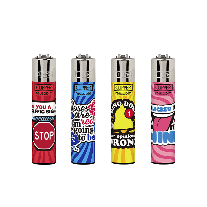 Clipper Funny Sentences Refillable Lighter — range shown; one assorted lighter supplied