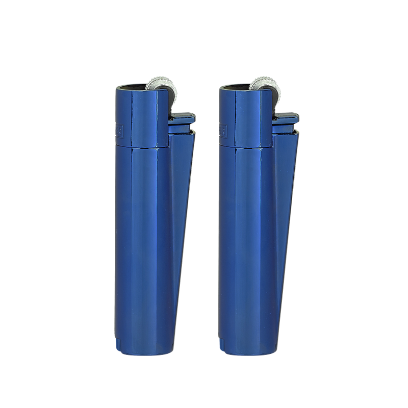 Clipper Deep Blue Metal Refillable Lighter & Case — one lighter and case