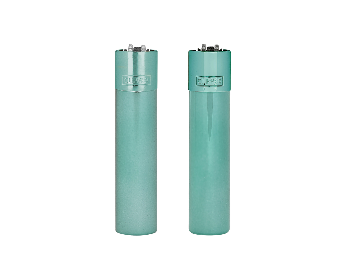 Clipper Turquoise Metal Refillable Lighter & Case — one lighter and case