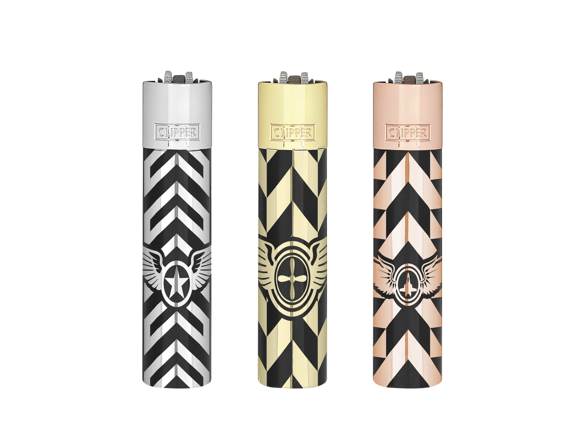 Clipper Pilot Soul Metal Refillable Lighter & Case — range shown; one assorted lighter supplied
