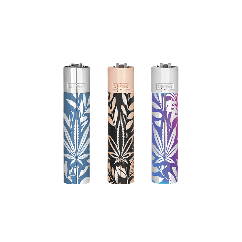 Clipper Jungle Leaf Metal Refillable Lighter — range shown; one assorted lighter supplied