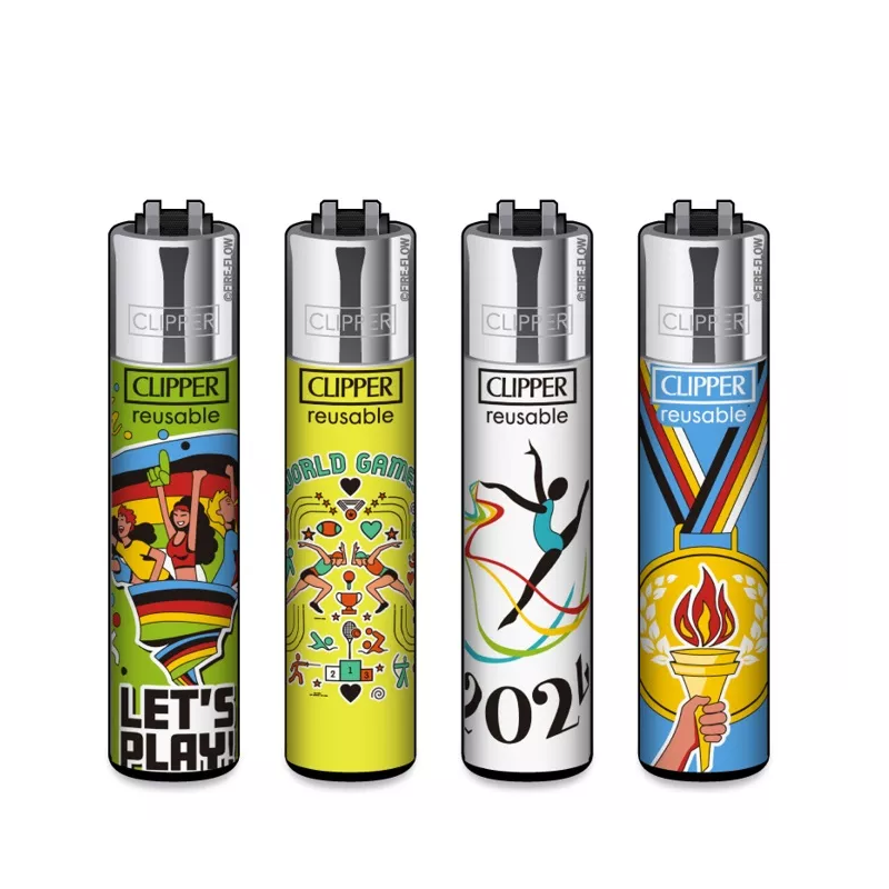 Clipper , World Games Pattern Refillable Lighter — range shown; one assorted lighter supplied