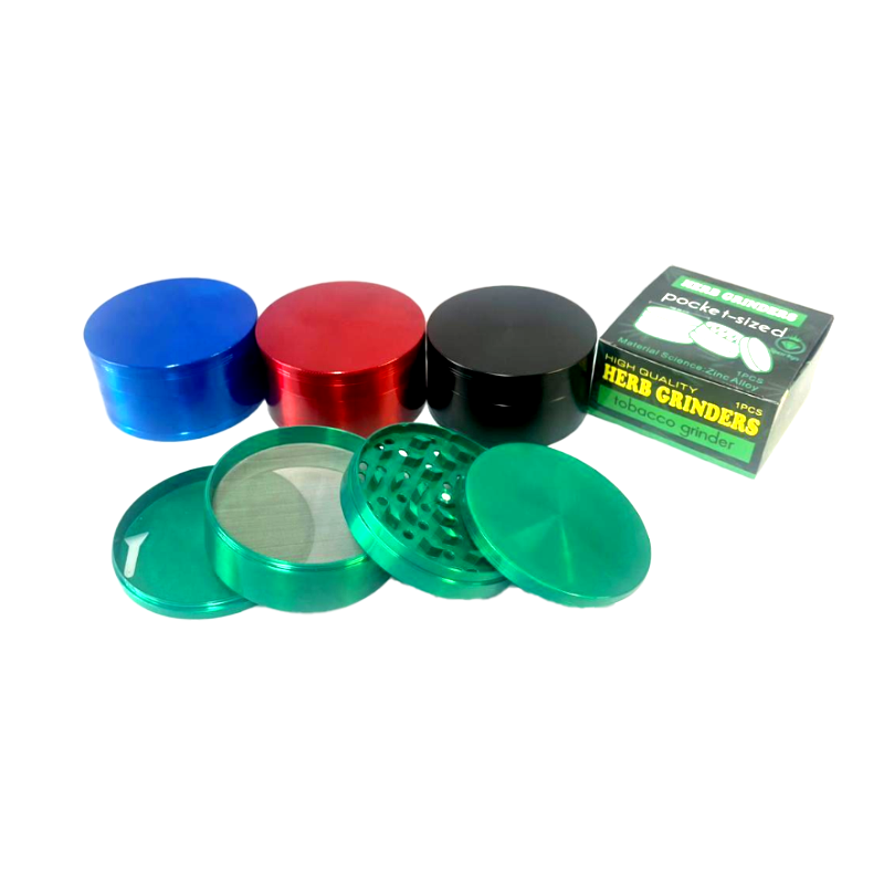 D&K 100mm four-part metal grinder, assorted colours shown; one grinder supplied
