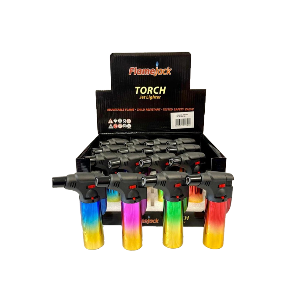 Flamejack Rainbow Big Torch Jet Lighter — range shown; one assorted lighter supplied