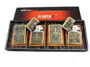 Flamejack Petrol Lighter — Brass Assorted Designs 4 Pack