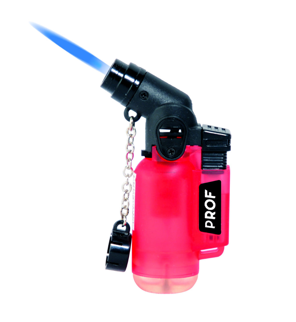 PROF Angled Jet Lighter with Chain — Blue Flame — range shown; one assorted lighter supplied