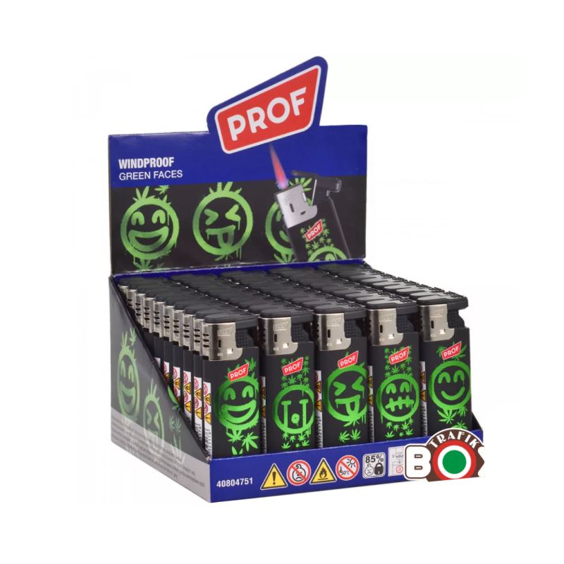 PROF Windproof Green Faces Slidecap Windproof | 1 Lighter; supplier range shown, quantity supplied stated in description