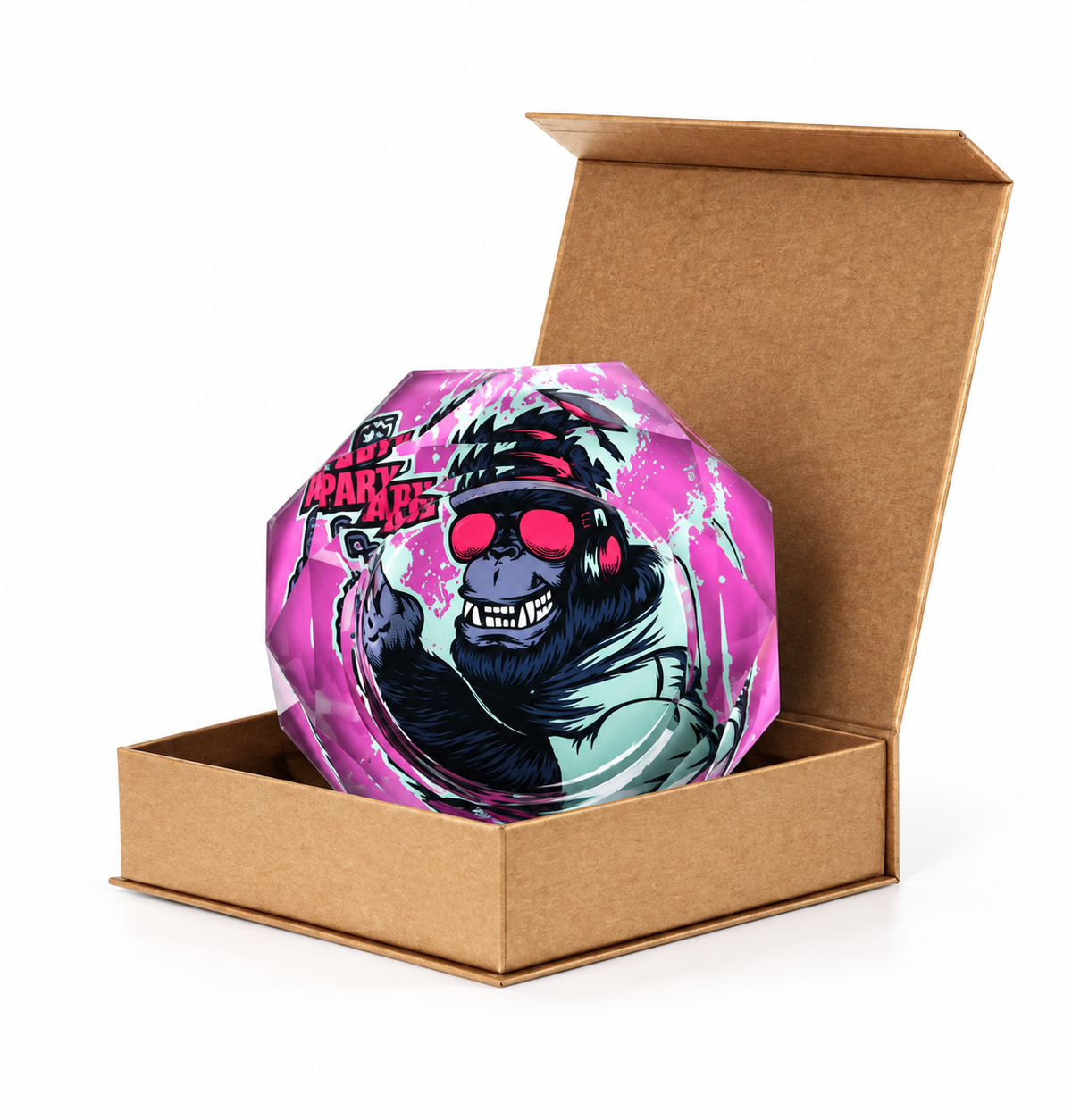 Gorilla with Headphones Glass Ashtray — 1 Piece