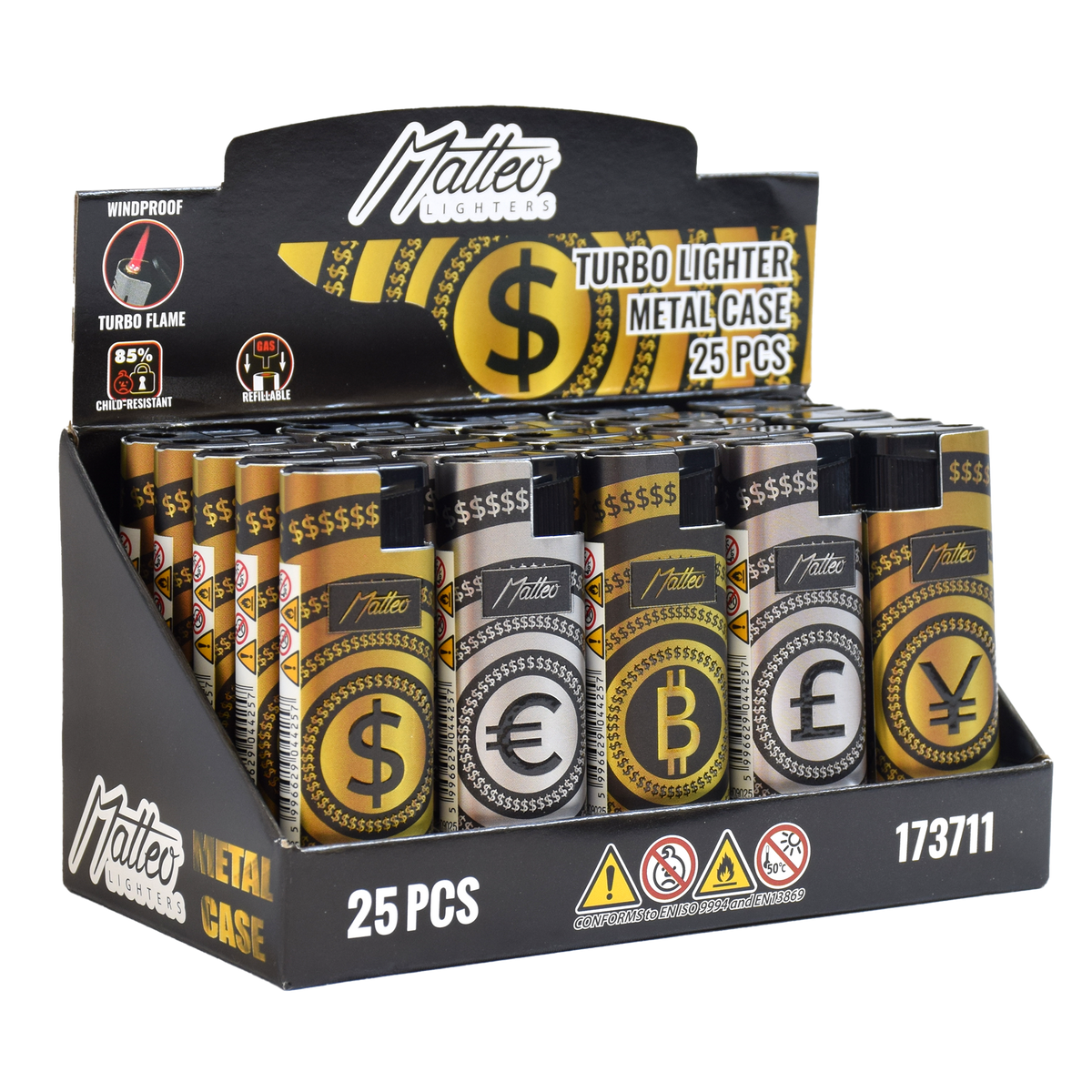 Matteo Currency Design Metal Turbo Lighter 173711 | 1 Lighter; supplier range shown, quantity supplied stated in description