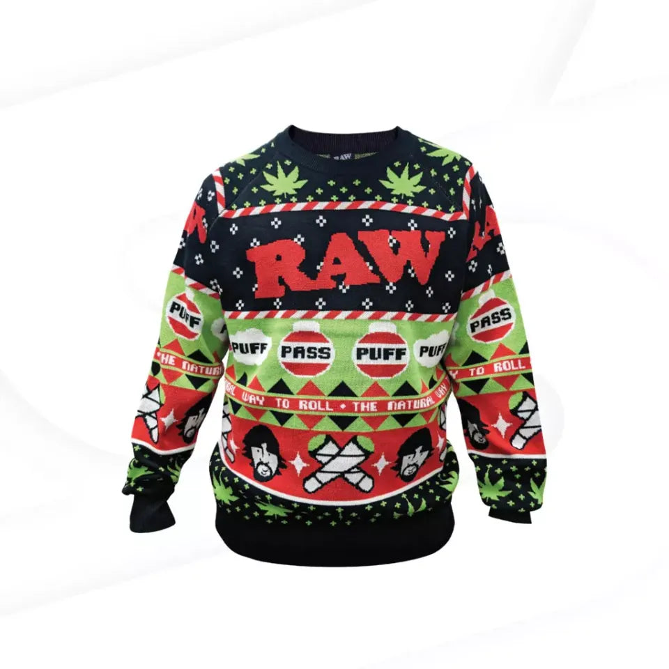 RAW Ugly Christmas Sweater — Black Design — Medium
