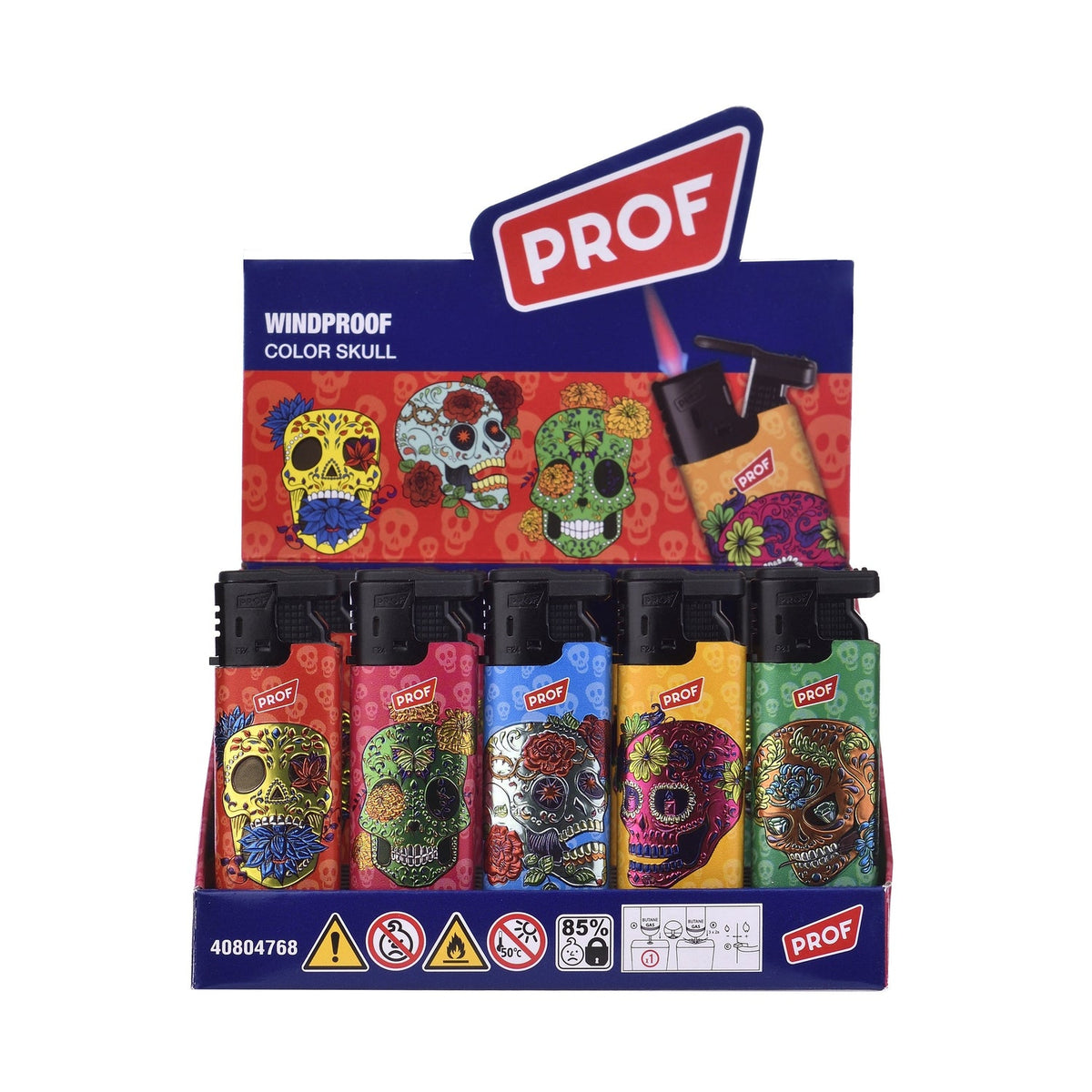 Prof Turbo 3D Effect Skulls Flame Windproof Lighter | 1 Lighter; supplier range shown, quantity supplied stated in description