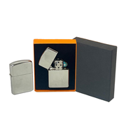 Lighter Metal Silver Petrol Lighter in Black Presentation Box | 1 Lighter