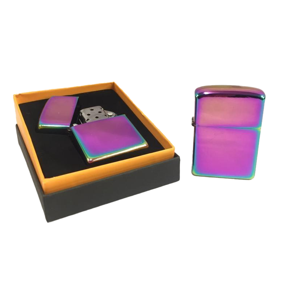 Lighter Metal Rainbow Icy Petrol Lighter in Black Presentation Box | 1 Lighter; supplier range shown, quantity supplied stated in description