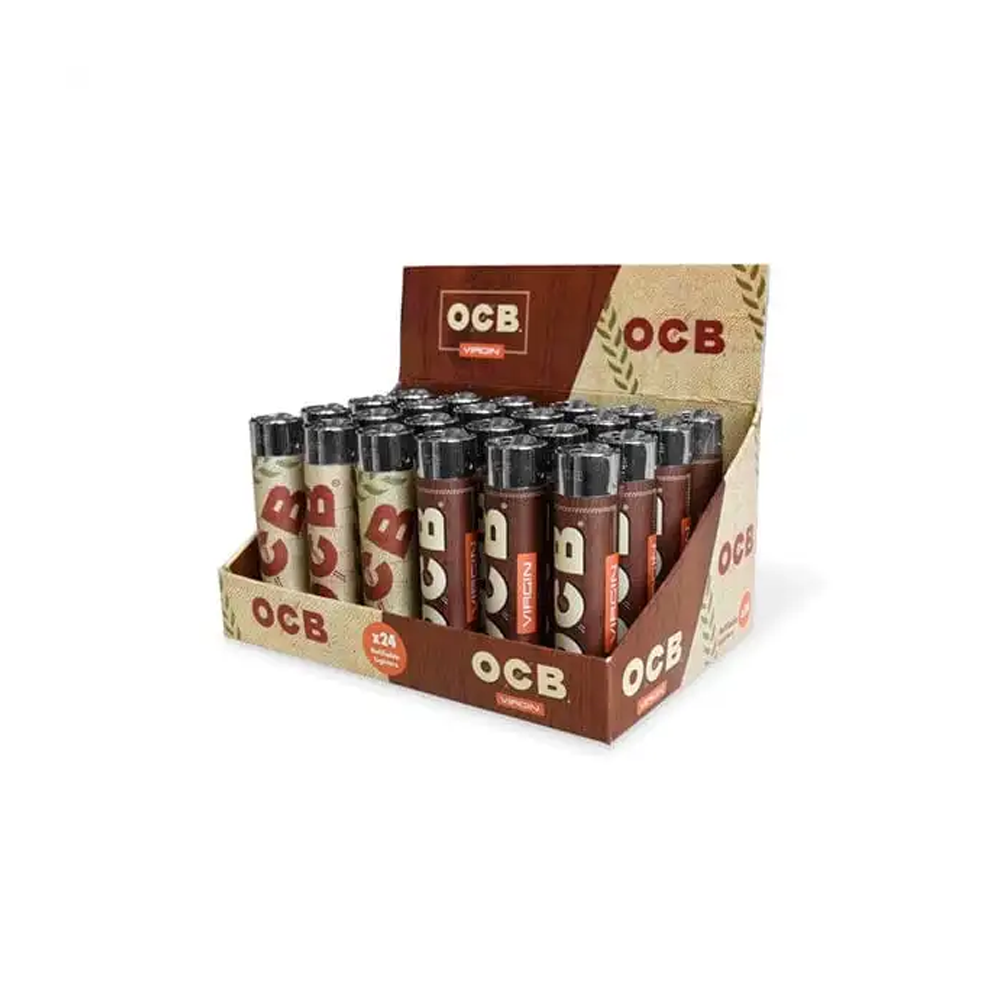 OCB Brown Round Electronic Refillable Lighter — one lighter