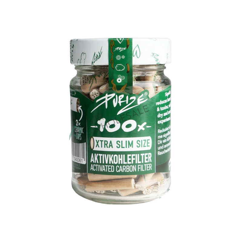 PURIZE XTRA Slim organic filters in a glass jar, 100 pack