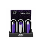 Clipper Purple Glitter Metal Refillable Lighter & Case | 1 Lighter