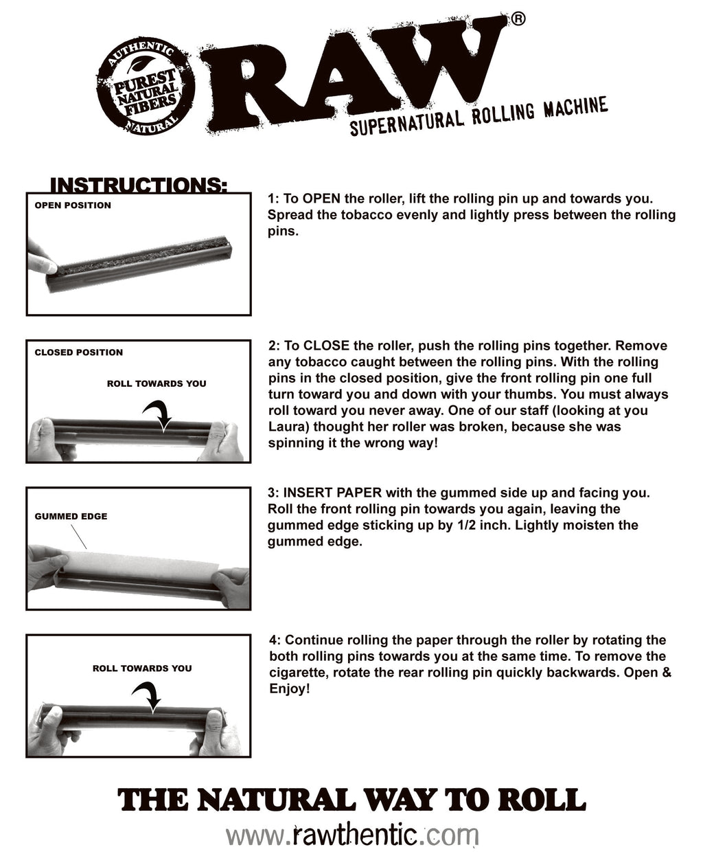 Official RAW Supernatural rolling machine illustrated instructions