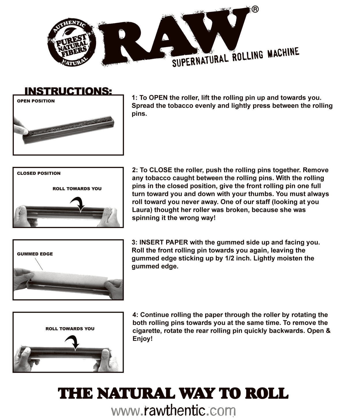 Official RAW Supernatural rolling machine illustrated instructions