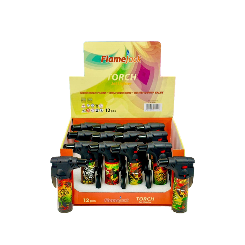 FlameJack Jumbo Torch Jet Lighter (Rasta Print Design) SM-3113 | 1 Lighter; supplier range shown, quantity supplied stated in description