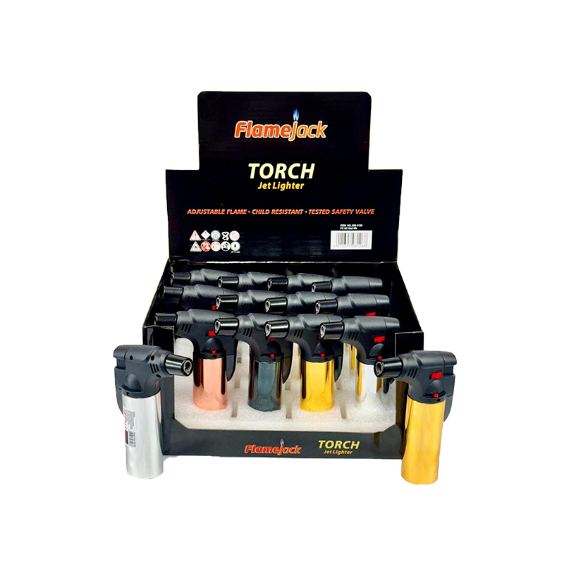 Flamejack Jumbo Torch Jet Lighter SM-3126 | 1 Assorted Colour; supplier display shown, one lighter supplied