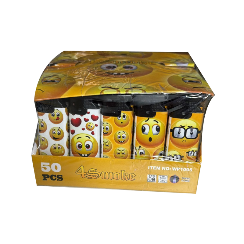 4Smoke Electronic Windproof Lighter — Smiley Face Wp-1005 — range shown; one assorted lighter supplied