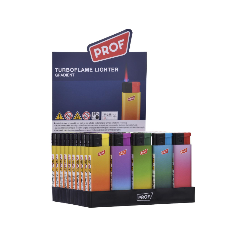 PROF Lighter Turbo Windproof "Gradient Color" 5 assorted designs | 1 Lighter; supplier range shown, quantity supplied stated in description