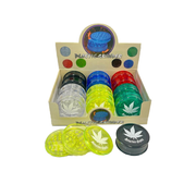 Amsterdam Leaf 3-Part Plastic Grinder — Assorted Colours