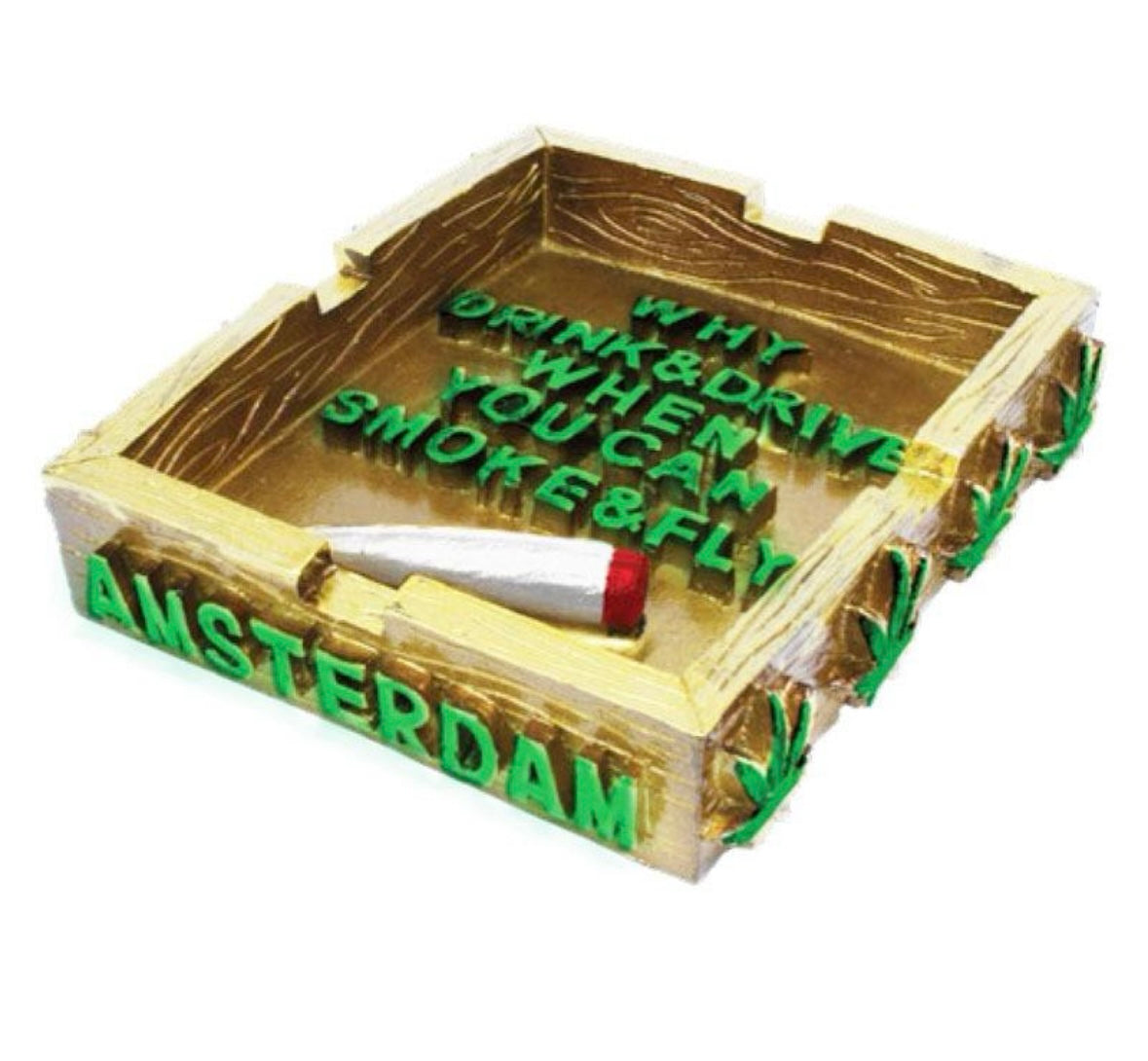 Amsterdam Resin Square Gold Ashtray