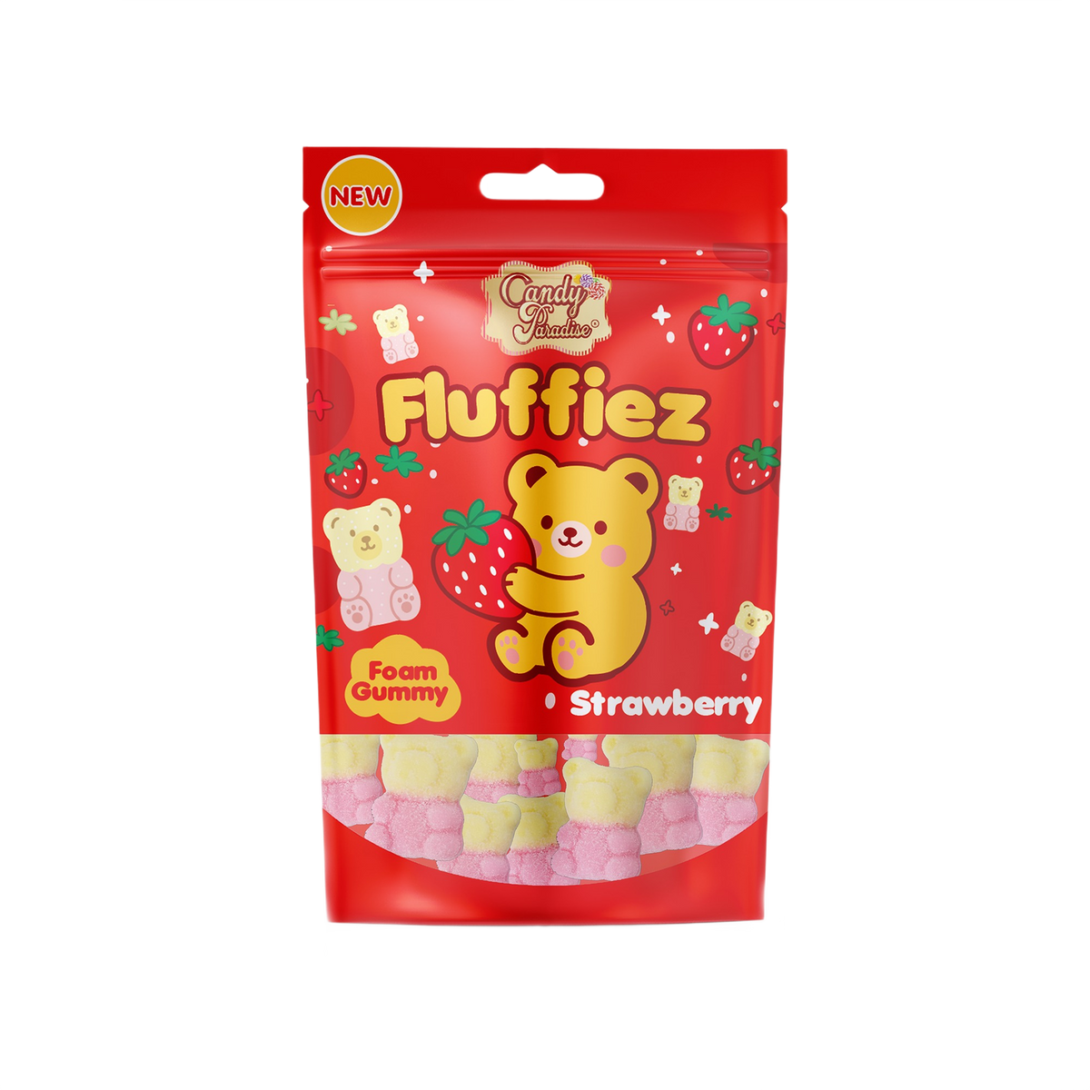 Candy Paradise Fluffiez Strawberry Foam Gummy 100g — one sealed retail pouch
