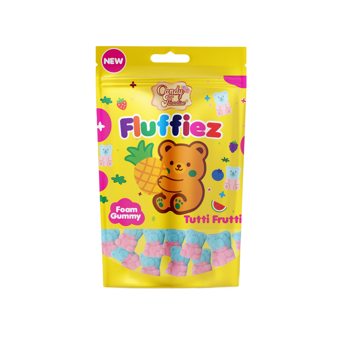 Candy Paradise Fluffiez Tutti Frutti Foam Gummy 100g — one sealed retail pouch